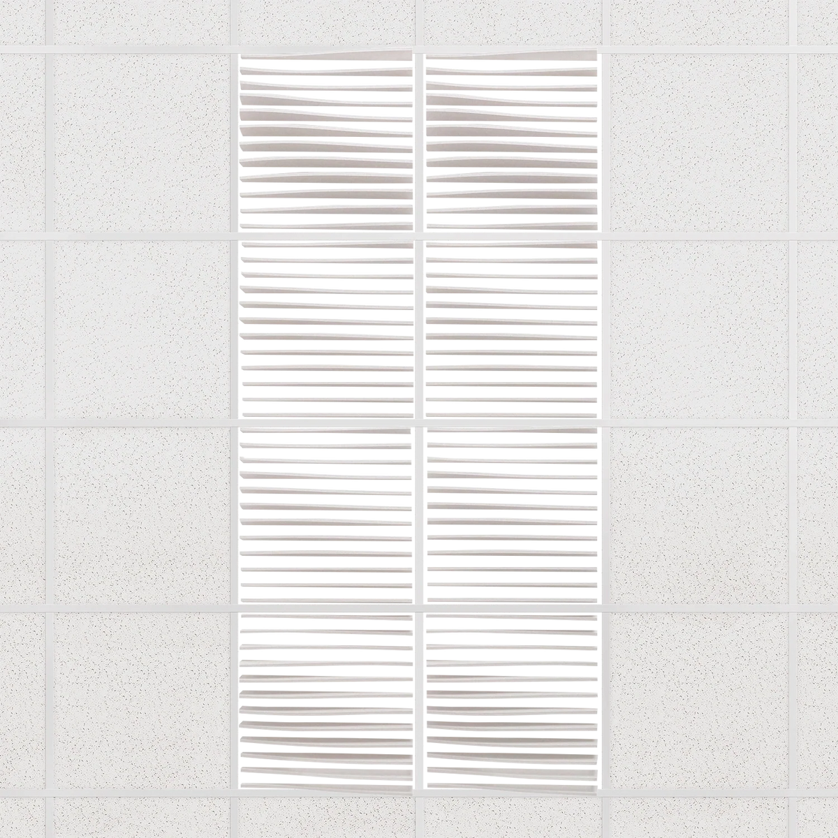 Ripple felt drop ceiling tiles in Latte with 3D wave fins, set of 8 in a 2 x 4 layout