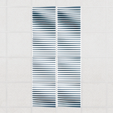Ripple felt drop ceiling tiles in Slate Blue with 3D wave fins, set of 8 in a 2 x 4 layout