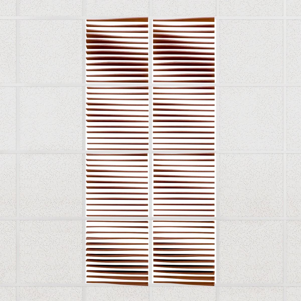 Ripple felt drop ceiling tiles in Moab with 3D wave fins, set of 8 in a 2 x 4 layout