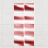 Ripple felt drop ceiling tiles in Scarlet with 3D wave fins, set of 8 in a 2 x 4 layout