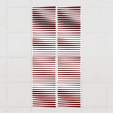 Ripple felt drop ceiling tiles in Crimson with 3D wave fins, set of 8 in a 2 x 4 layout