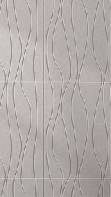 Light gray felt sheet with wavy vertical line engraving pattern throughout.