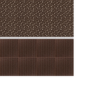 Brown wainscoting design with floral pattern on upper section and vertical beadboard paneling on lower section.