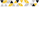 Repeating pattern of yellow, gray, black, and white triangles arranged in rows.