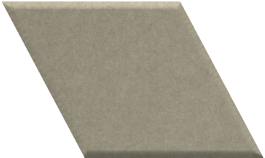 Gray diamond-shaped tile with matte finish and beveled edges.