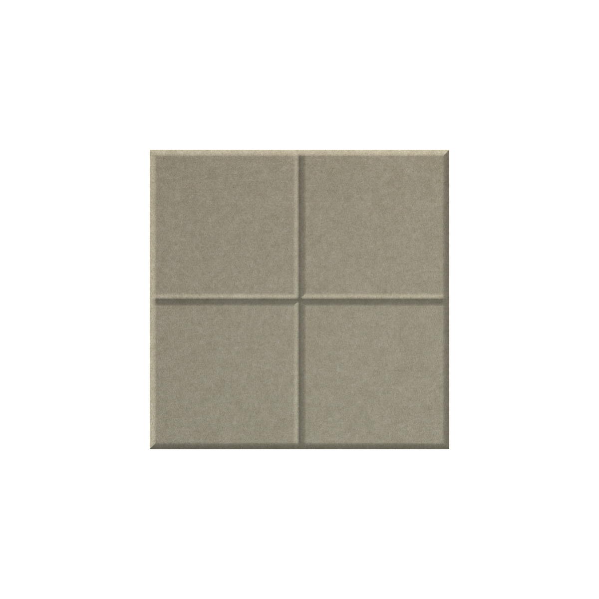 A square tile sample with a four-quadrant grid pattern, featuring a textured matte finish in a warm grayish-beige color, shown against a plain white background.