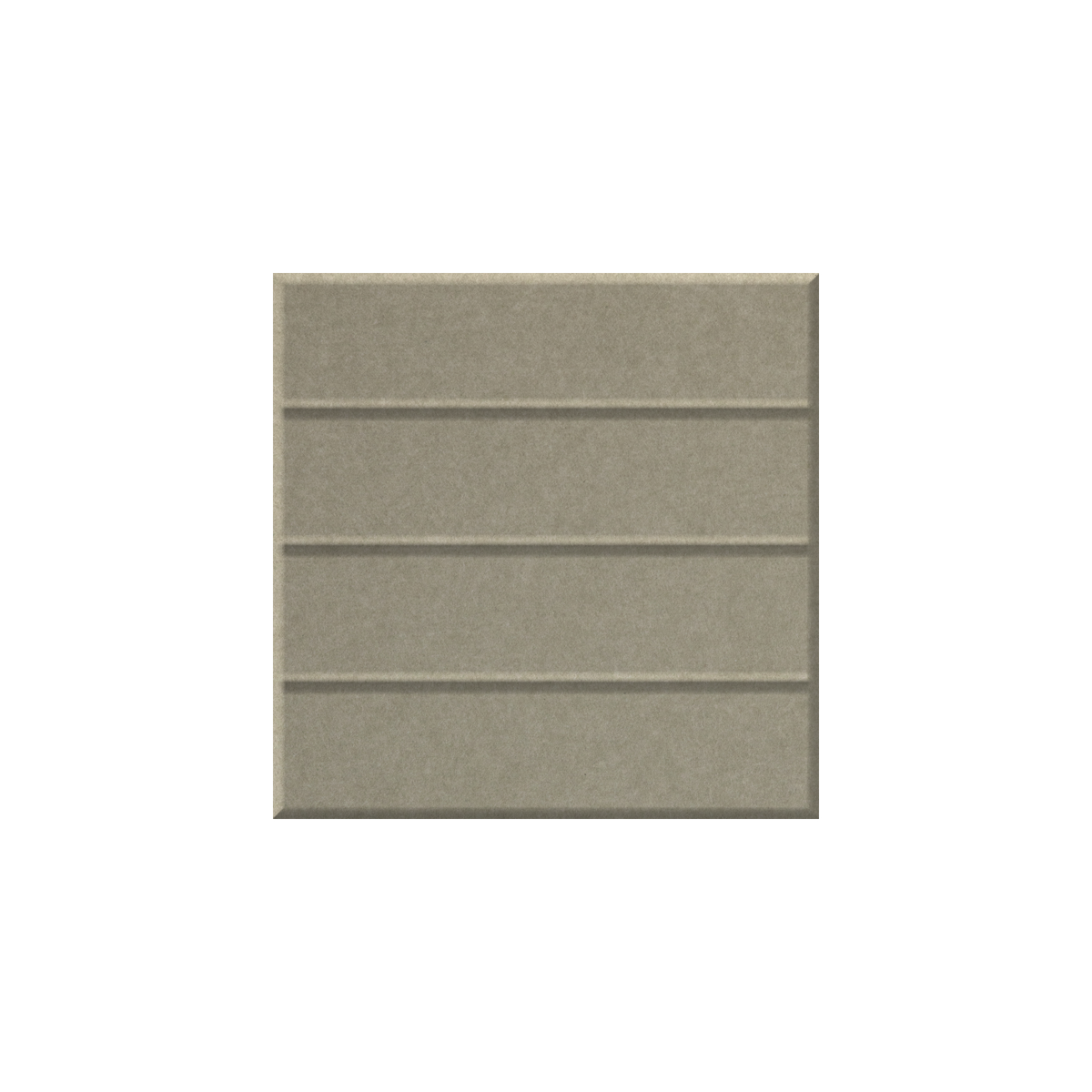 A square textured tile or panel in a warm taupe-beige color with horizontal grooved lines, shown against a plain white background.