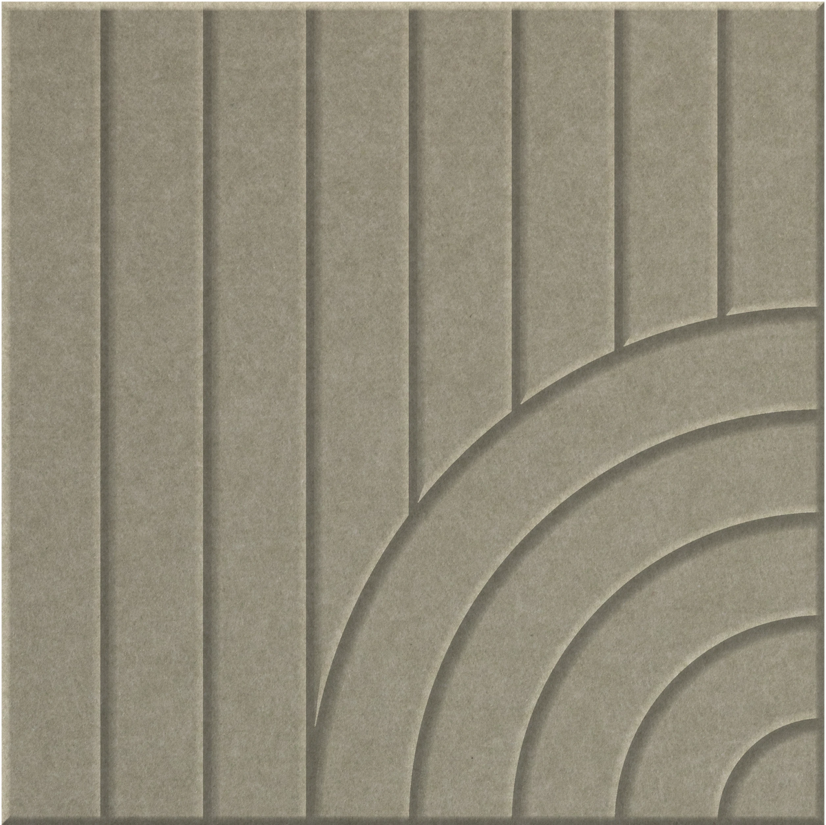 Sage 9mm Engraved Tangent felt sample with concentric quarter circle grooves