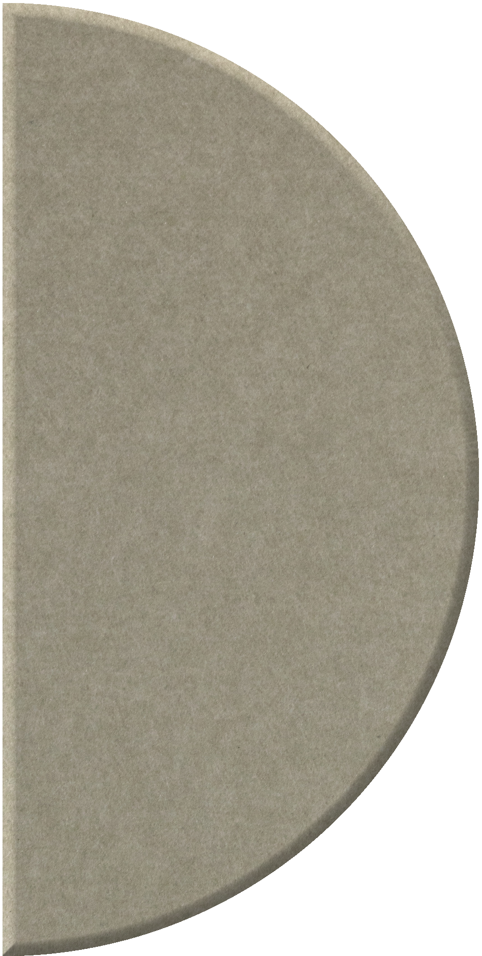 Beige half-circle tile with matte textured finish and curved edge detail.