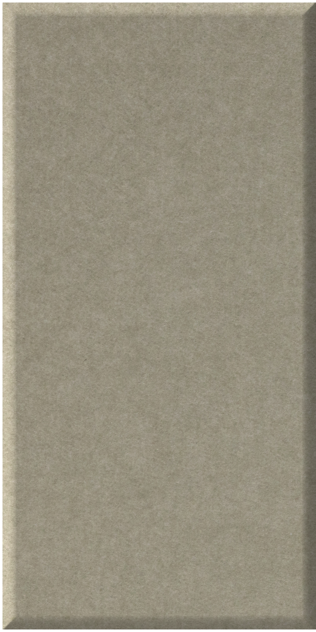 Taupe rectangular tile with a raised edge border and matte textured surface.