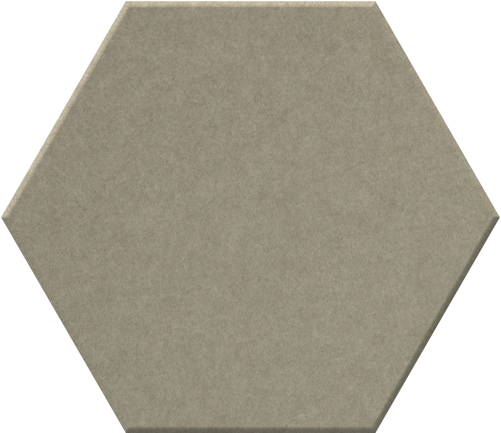 Taupe hexagonal tile with matte finish and textured surface.