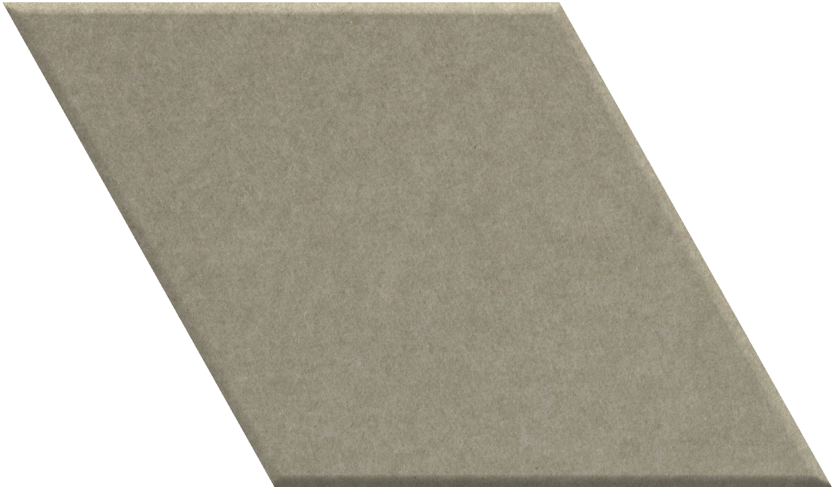 Taupe diamond-shaped tile with matte finish displayed at an angle.