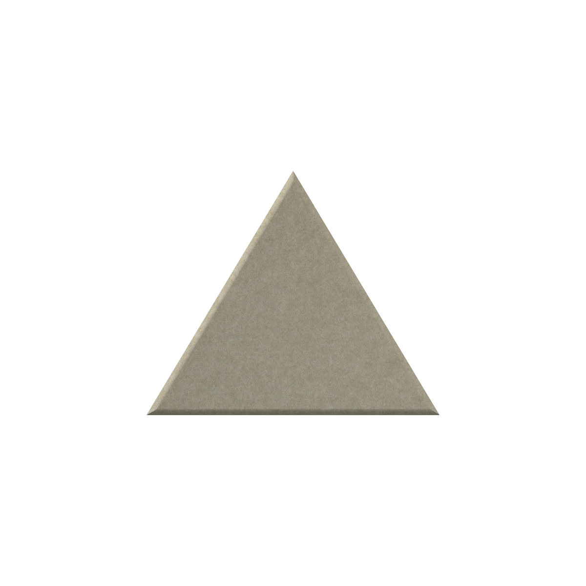 A single flat triangular sample with a matte taupe-beige surface, centered on a plain white background.