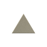 A single flat triangular sample with a matte taupe-beige surface, centered on a plain white background.