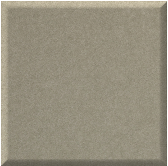 Beige square tile with raised edges and matte textured surface.