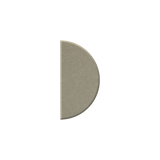 A single semi-circular, D-shaped piece of textured material in a warm taupe-beige color, isolated on a solid white background.