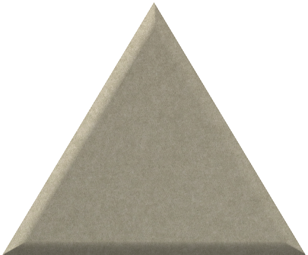 Gray triangle tile with textured matte surface and beveled edges.