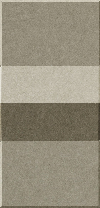 Four rectangular tiles in alternating shades of taupe, cream, and brown with textured surfaces.