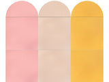 A Felt Right design with scallop shapes at the top in shades of pink and yellow.