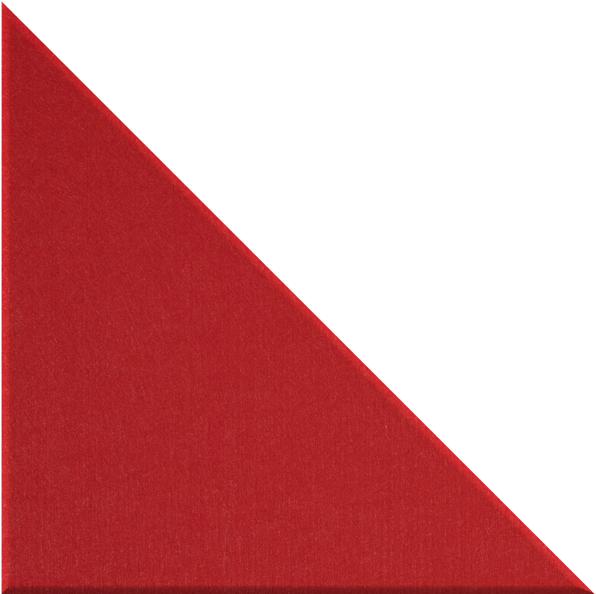 Red right triangle tile with smooth matte finish and sharp edges.
