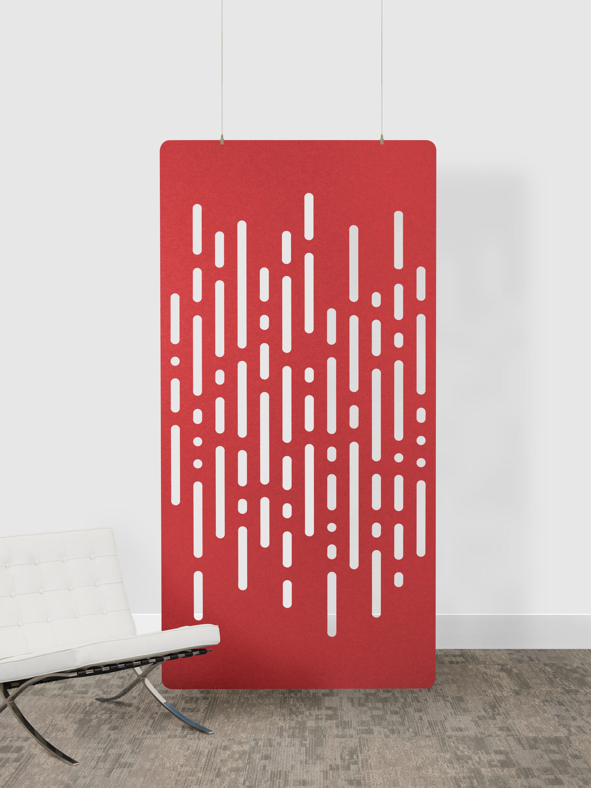 Red decorative acoustic acoustic felt panel felt panel panel with white patterns on a white wall