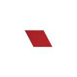 A single red parallelogram-shaped tile or swatch centered on a plain white background.