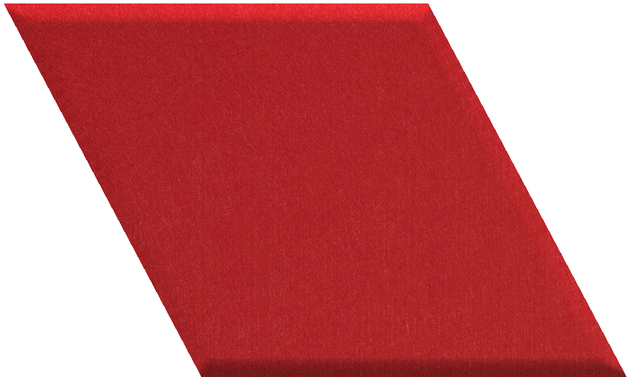 Red diamond-shaped tile with beveled edges and matte finish.