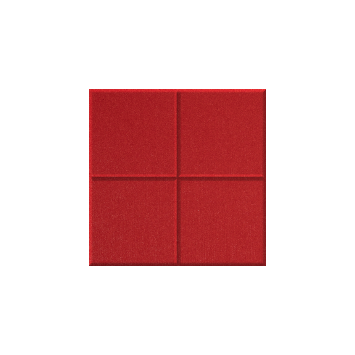 A square red textured panel with a four-quadrant grid pattern, shown against a plain white background.