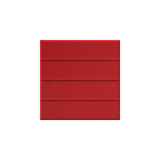 A square red textured panel with horizontal grooved lines, centered on a plain white background.