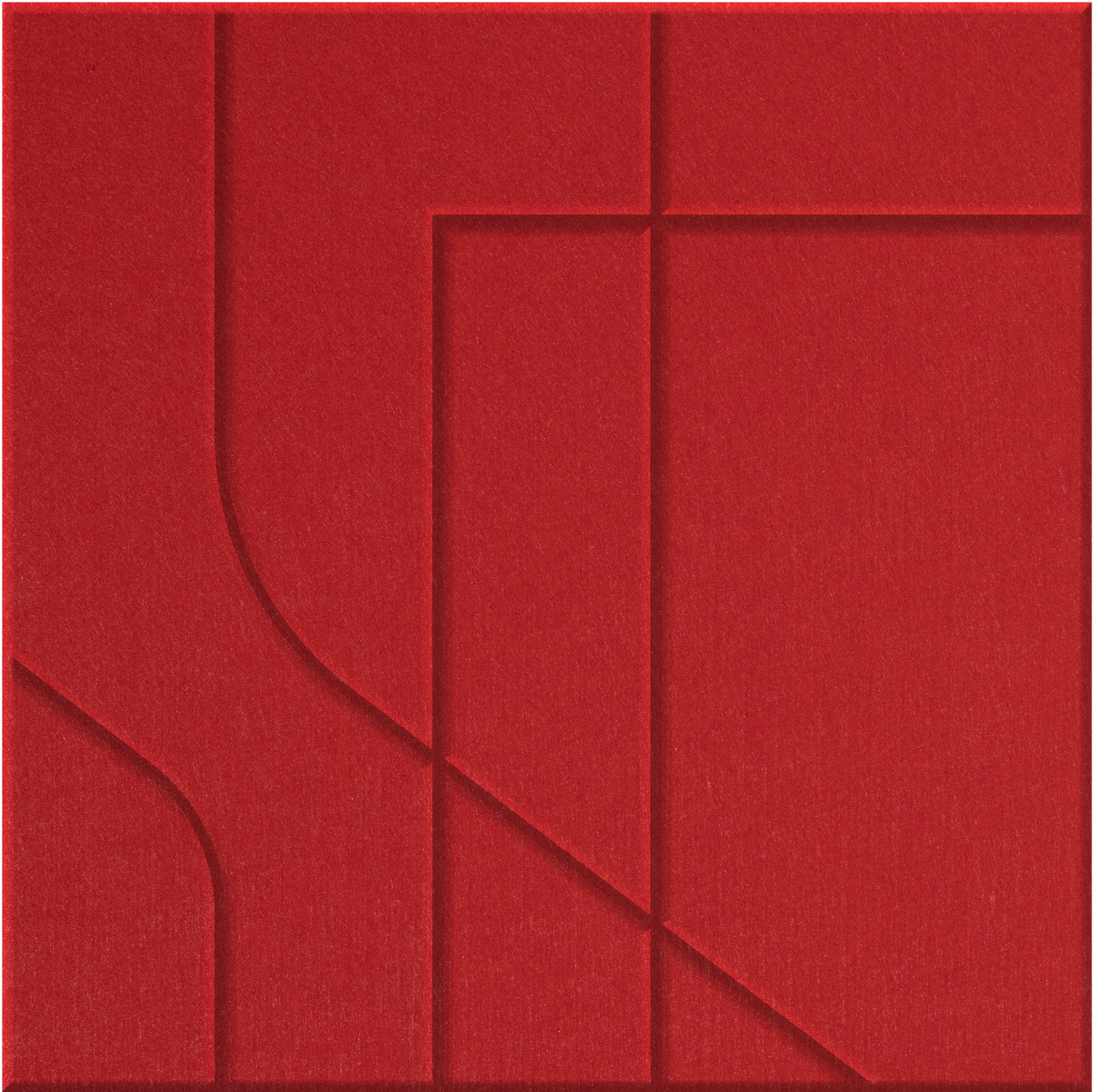 Scarlet 9mm Engraved Subway felt sample with offset stepped line grooves