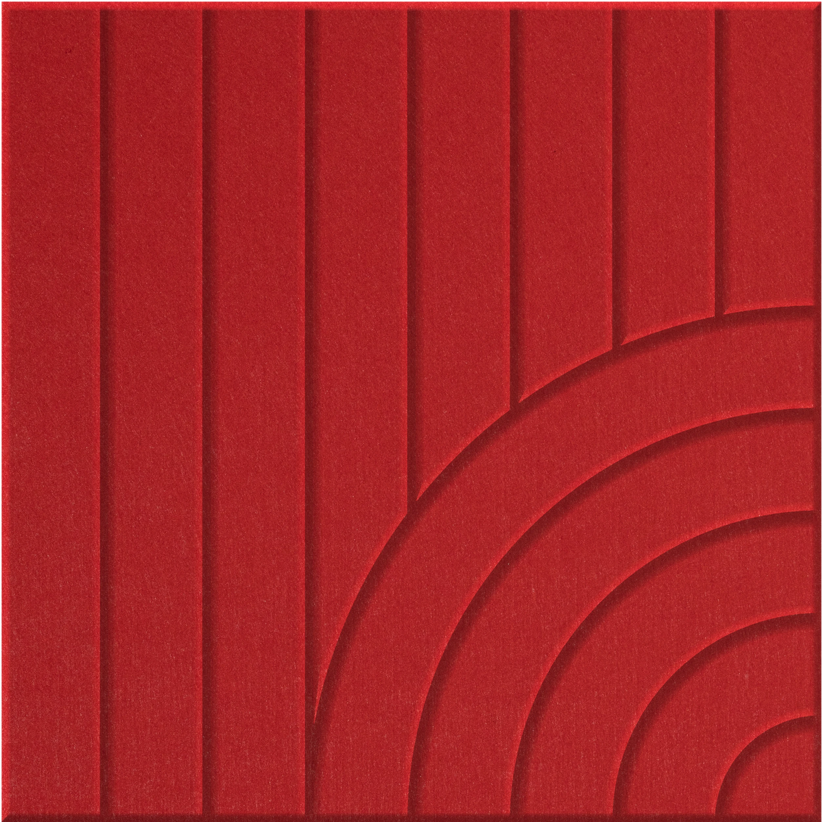 Scarlet 9mm Engraved Tangent felt sample with concentric quarter circle grooves