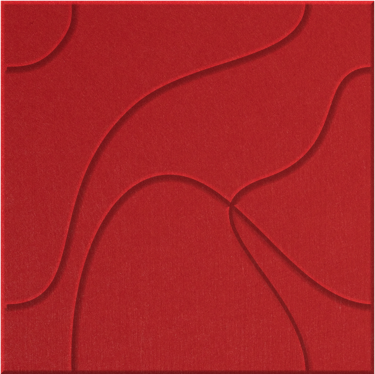 Scarlet 9mm Engraved Topo felt sample with flowing topographic line grooves