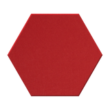 A solid red hexagonal tile with a subtle textured surface, centered on a plain white background.