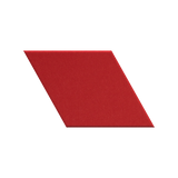 A solid red parallelogram-shaped tile or swatch with a fine textured surface, centered on a plain white background.