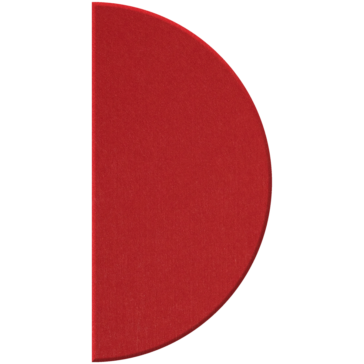 A red semi-circular rug or mat shown against a plain white background.