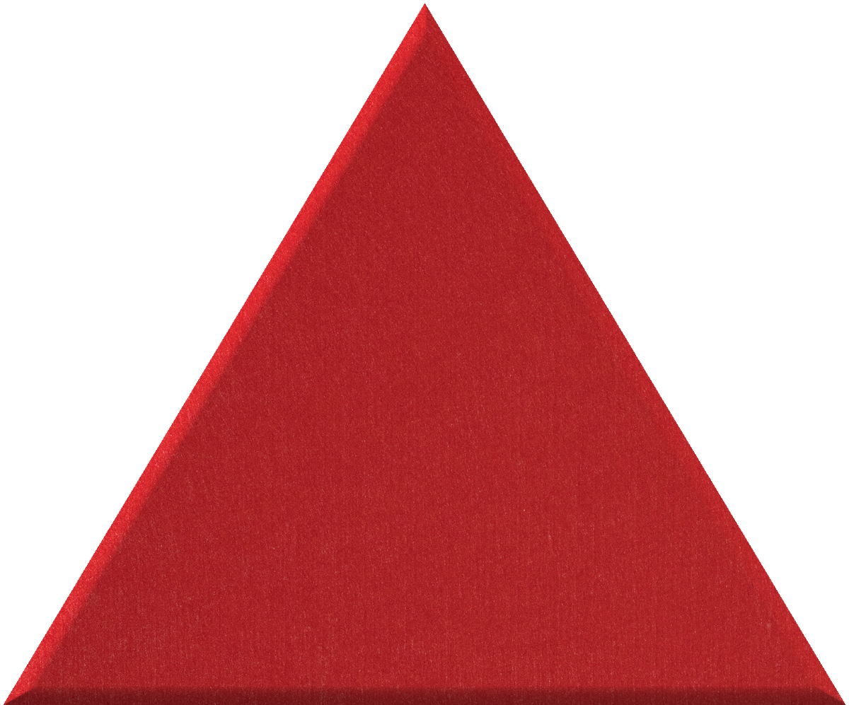 Large red triangle tile with textured matte surface.