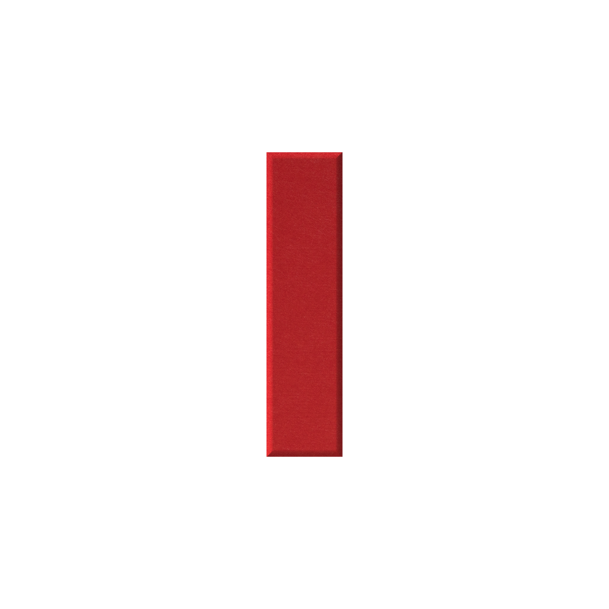 A single vertical rectangular red swatch centered on a plain white background.