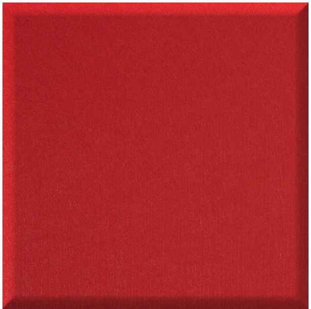 Red quarter tile with matte finish and beveled edge.