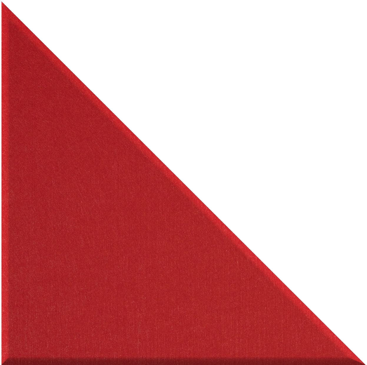 Red right-angled triangle tile with matte finish surface.