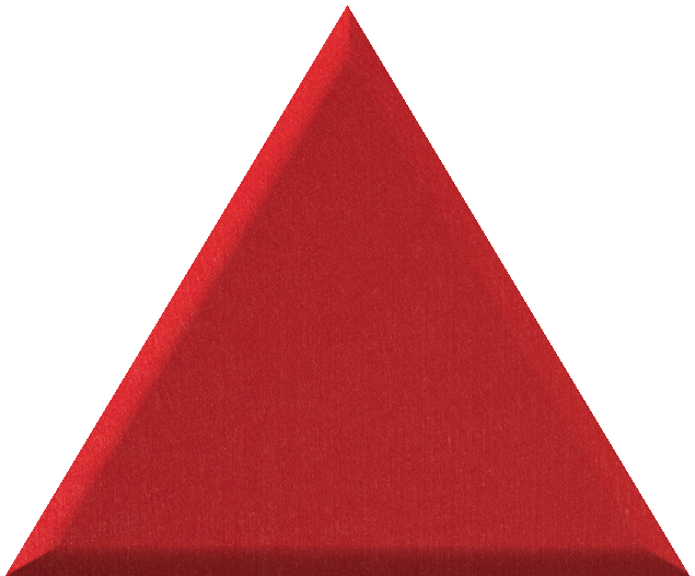 Red triangle tile with flat base and pointed apex on white background.