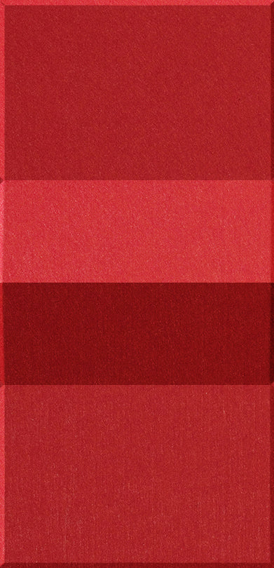 Four stacked rectangular tiles in varying shades of red, from light to dark and back to light.