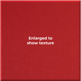A close-up of a red textured surface with centered white text reading 'Enlarged to show texture'.