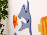 Blue manta ray with spotted pattern alongside orange and yellow sea animals in a multi-piece set.