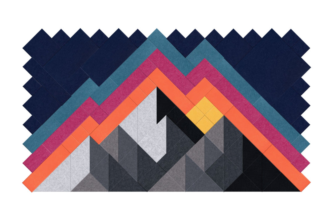 Multicolor sunrise mountain Felt Right design made from sound-dampening acoustic felt panels