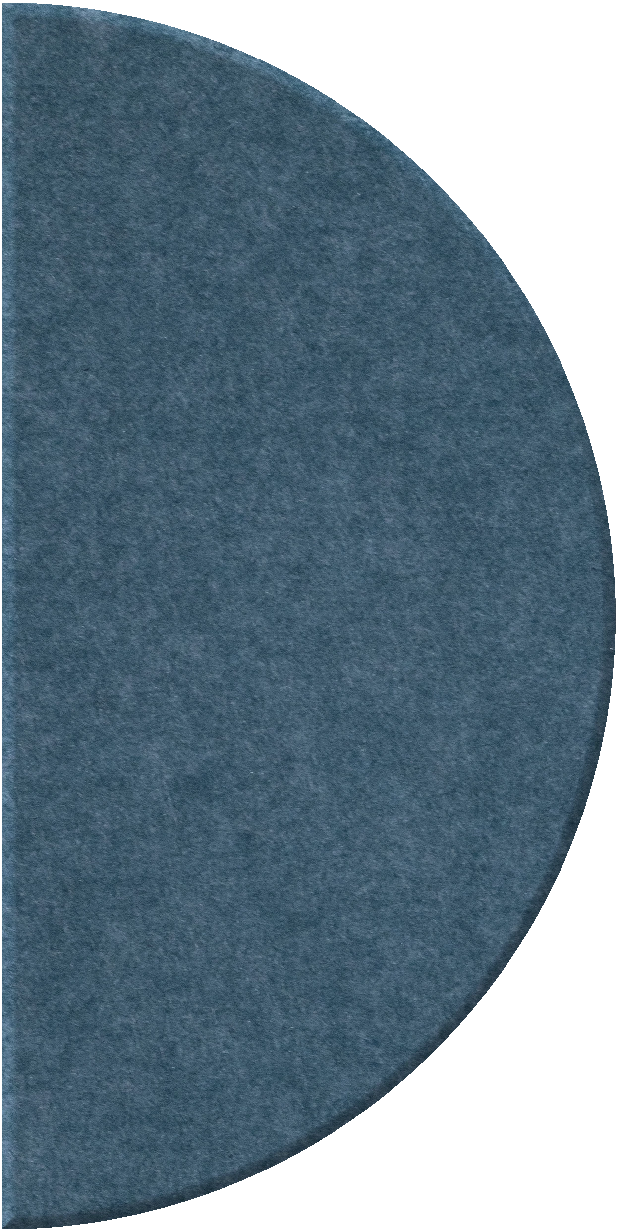 Teal blue half-circle tile with mottled texture and curved edge.
