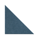 A textured triangular fabric swatch in a muted slate blue color, positioned on a solid white background.