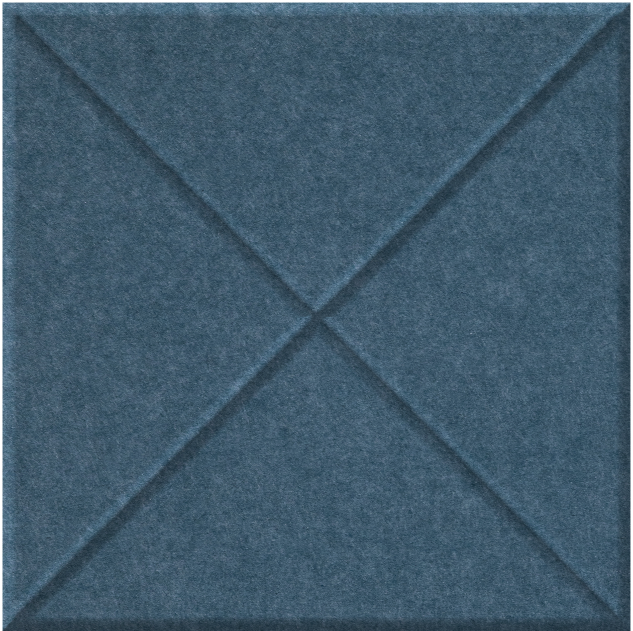 Blue-gray tile with raised diagonal cross pattern creating textured geometric design.