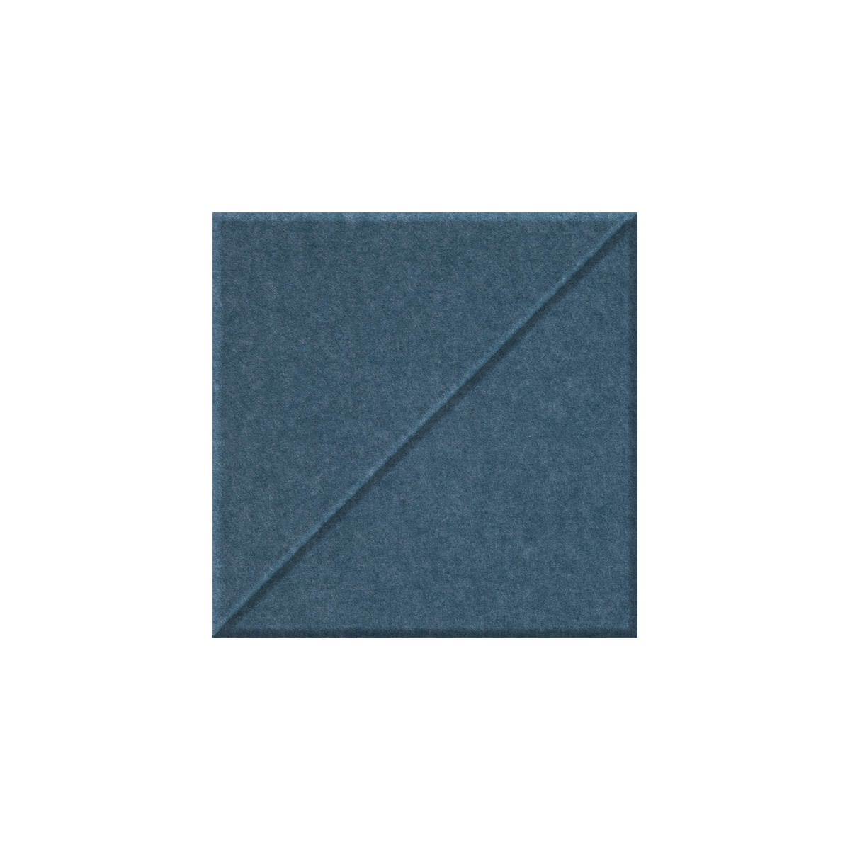 A square blue textured material sample with a diagonal seam, centered on a plain white background.
