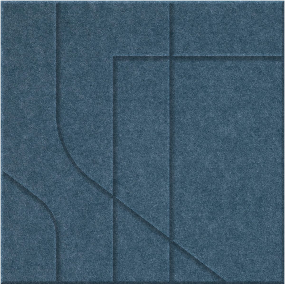 Slate Blue 9mm Engraved Subway felt sample with offset stepped line grooves
