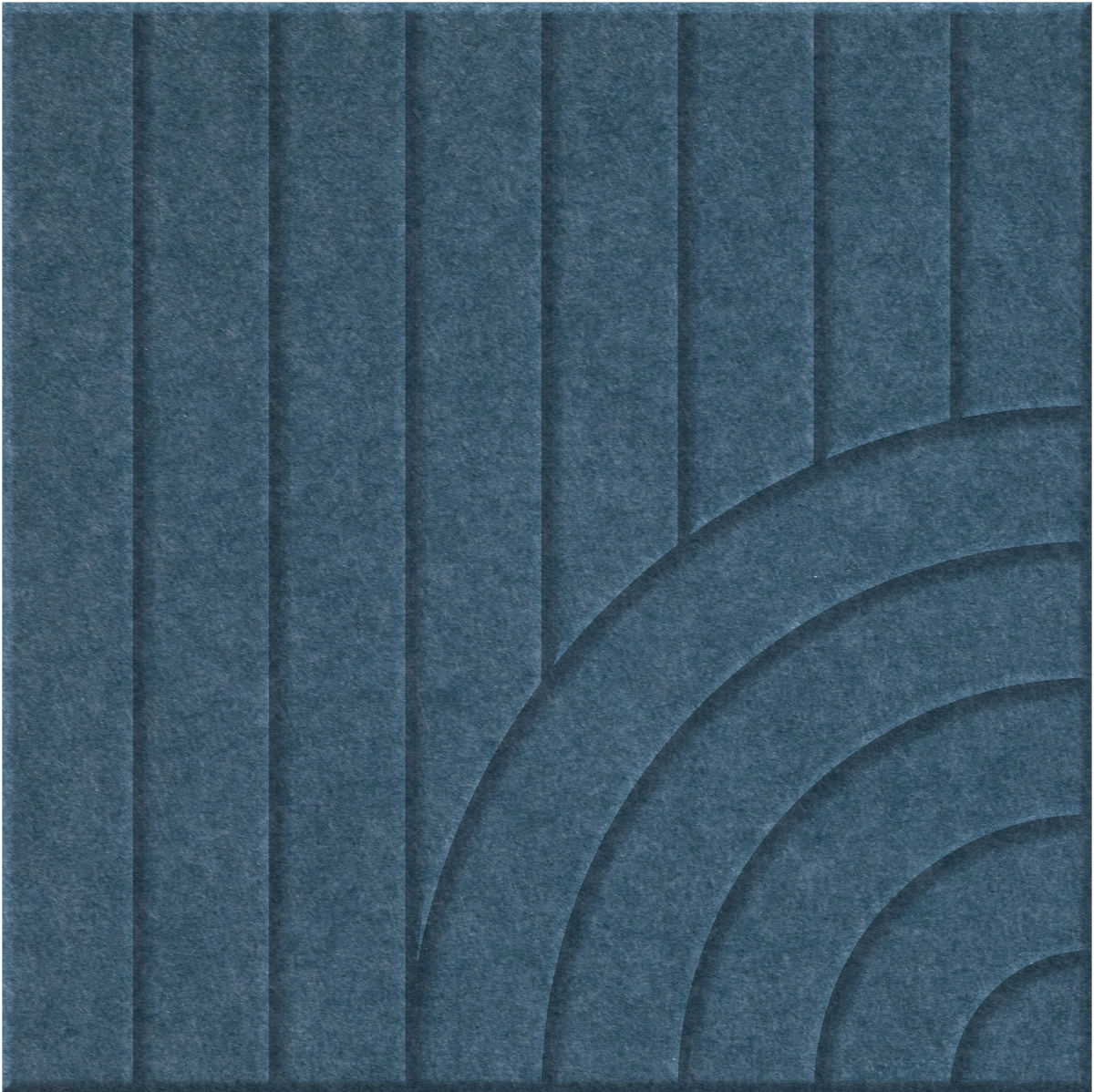 Slate Blue 9mm Engraved Tangent felt sample with concentric quarter circle grooves